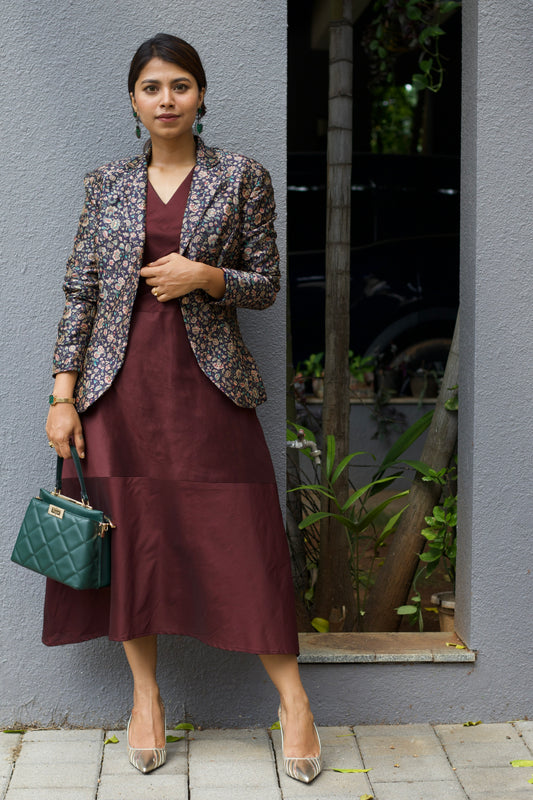 Blue Floral Silk Jacket