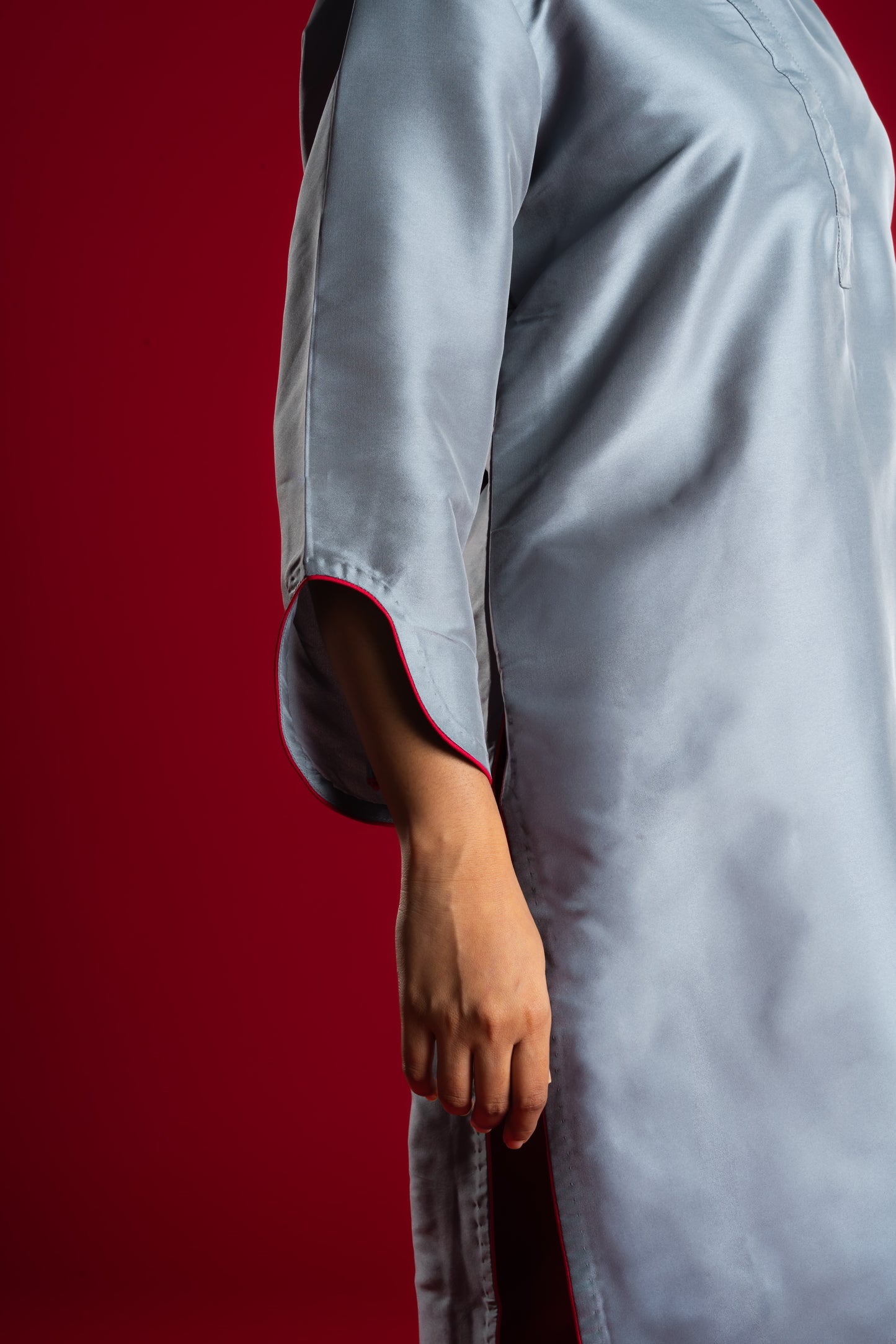 Grey Kurta & Red Pant Set